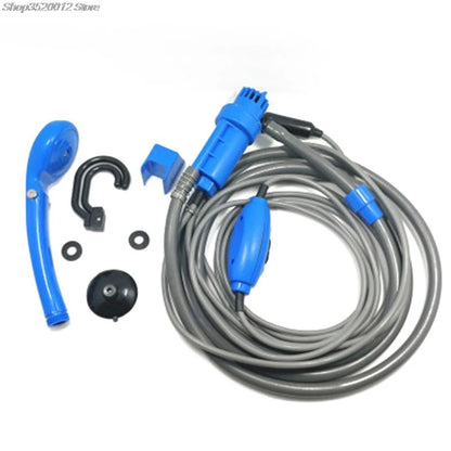 Portable 12V Camping Shower Kit, Travel Shower Portable Shower Head Hose Water Pump for Outdoor Travel Bike Car Washing