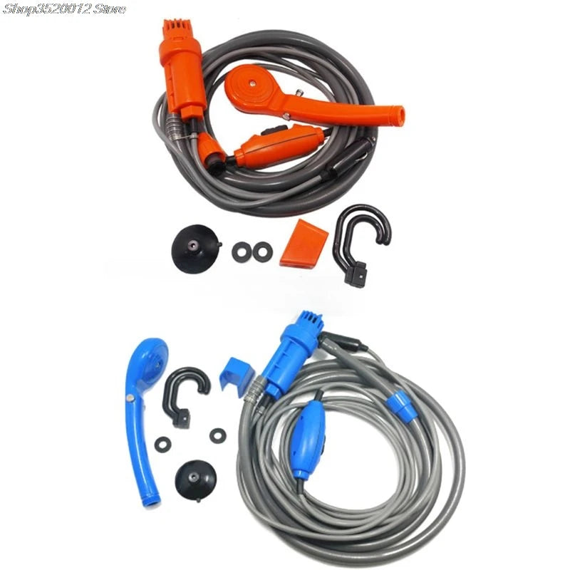 Portable 12V Camping Shower Kit, Travel Shower Portable Shower Head Hose Water Pump for Outdoor Travel Bike Car Washing