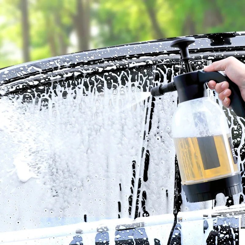 1Pc 2L Car Wash Watering Can Air Pressure Spray Can Hand Pressure Cleaner Car Cleaning Sprayer Manual Snow Cleaning Foam Nozzle