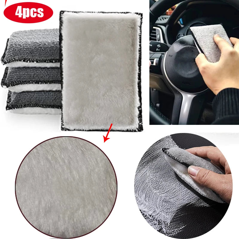 Car Microfiber Scrubbing Sponge for Car Wash Pad Towel Wax No Scratch Foam Sponge Tool Auto Double Side Cleaning Tools Interior