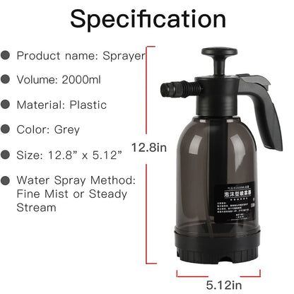 1Pc 2L Car Wash Watering Can Air Pressure Spray Can Hand Pressure Cleaner Car Cleaning Sprayer Manual Snow Cleaning Foam Nozzle