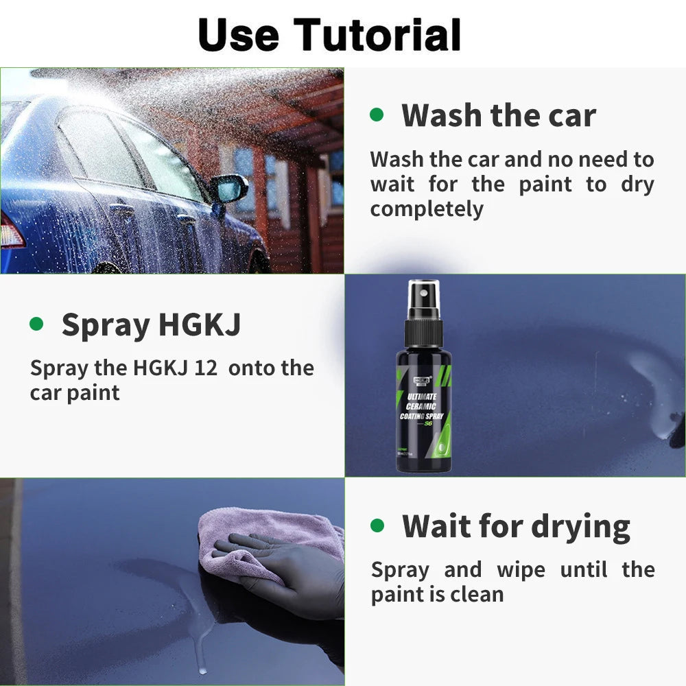 HGKJ S6 Ceramic Car Coating Quick Polish Wax Nano Hydrophobic Spray Sealants Coatings Quick Waterless Paint Auto Detailing