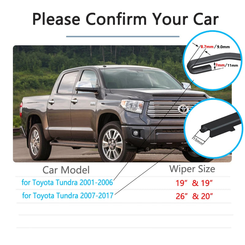 For Toyota Tundra 2001~2017 Wipers Blades Car Accessories Windshield Brushes 2002 2003 2004 2007 2008 2010 2013 2014 2015 2016