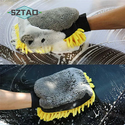 Waterproof Car Wash Microfiber Chenille Gloves Thick Car Cleaning Mitt Wax Detailing Brush Auto Care Double-faced Glove