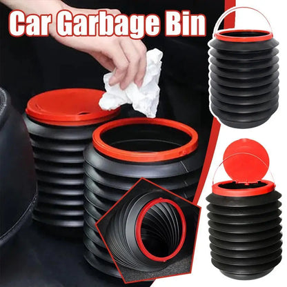 1PCS Trash Bin Garbage Can Car Wash Telescopic Bucket Trash Garbage Black Holder Folding Universal Organizer S6K2