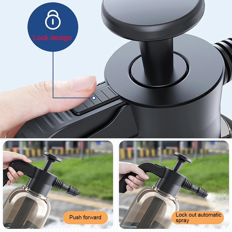 1Pc 2L Car Wash Watering Can Air Pressure Spray Can Hand Pressure Cleaner Car Cleaning Sprayer Manual Snow Cleaning Foam Nozzle