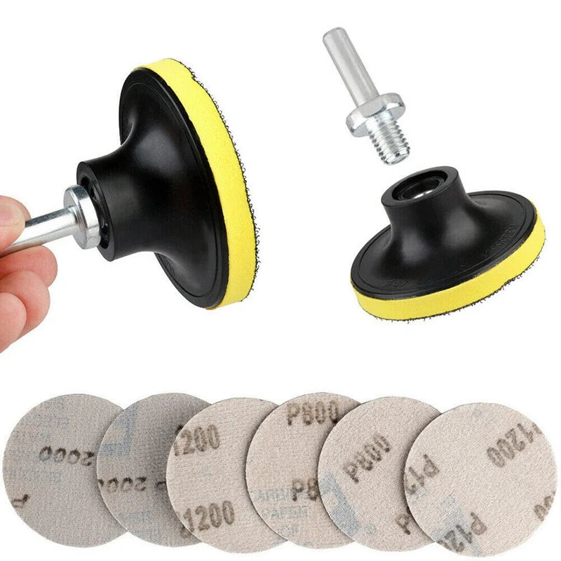 Car Detailing Polishing Kit Auto Waxing Sponge With Sandpaper Disc Wool Pad Disk Drill Adapter For Headlight Restoration Coating