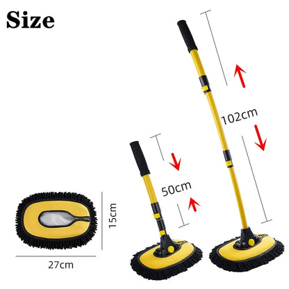 2023 New Car Cleaning Brush Car Wash Brush Telescoping Long Handle Cleaning Mop Chenille Broom Auto Accessories