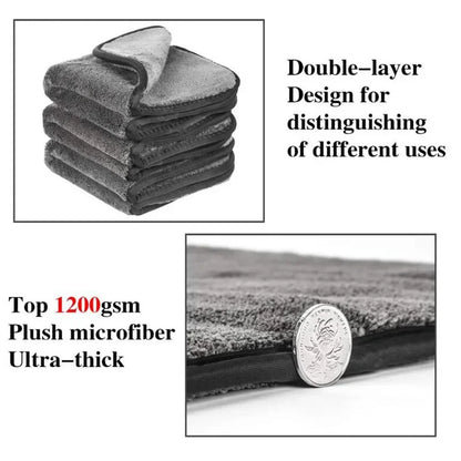 1200GSM Car Wash Microfiber Towel Car Cleaning Drying Auto Washing Coral Fleece Thickened Towel Car Detailing Car Accessories