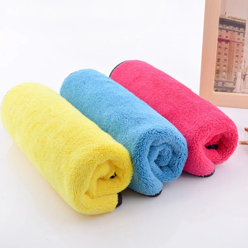 1pcs 30×40cm Microfiber double-layer thickened car towel car cleaning towel absorbs water without shedding hair