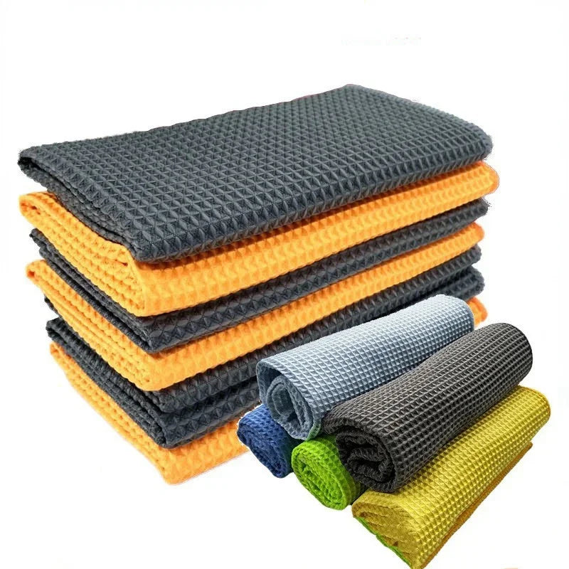 300GSM Car Wash Towel Glass Cleaning Water Drying Microfiber Window Clean Wipe Auto Detailing Waffle Weave for Kitchen Bath