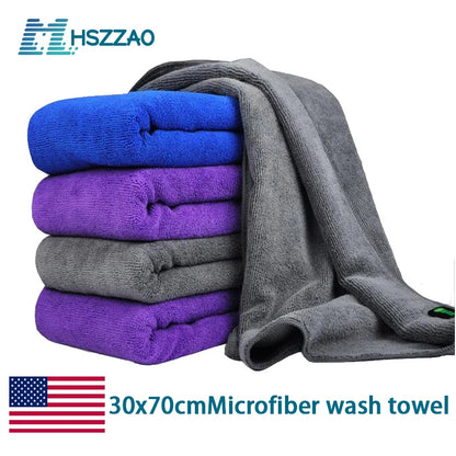 30x70 CM Car Wash Microfiber Towel Car Cleaning Drying Cloth Hemming Car Care Cloth Detailing Car Wash Blue purple/gray Towel