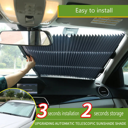 Auto Car Retractable Sunshade Sun Insulation Block Retractable Windshield  Sun Shade Front Rear Sunshade for Car UV Protection