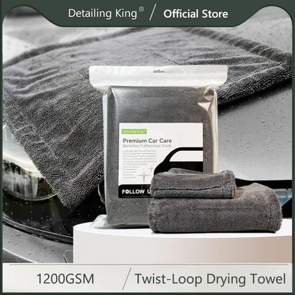 DetailingKing 1200GSM Microfiber Twist Drying Towel Professional Super Soft Car Cleaning Drying Cloth Towels For Auto Detailing