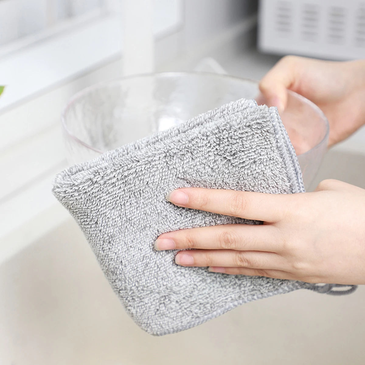 5/10/20pcs Kitchen Towel, Ultra-fine Fiber Light Gray Cleaning Cloth Set, Absorbent, Soft And Stain-removing Cloth, For Cleaning