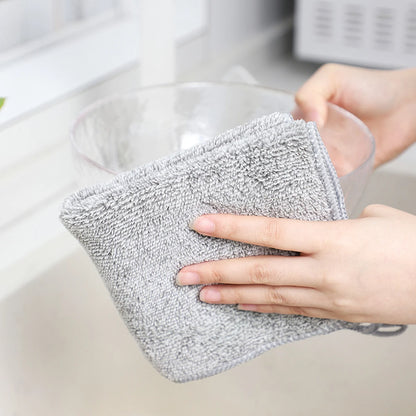 5/10/20pcs Kitchen Towel, Ultra-fine Fiber Light Gray Cleaning Cloth Set, Absorbent, Soft And Stain-removing Cloth, For Cleaning